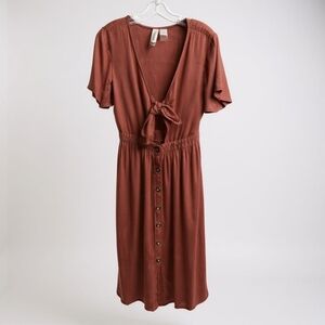 Mimi Chica Rust Button-Front Midi Dress